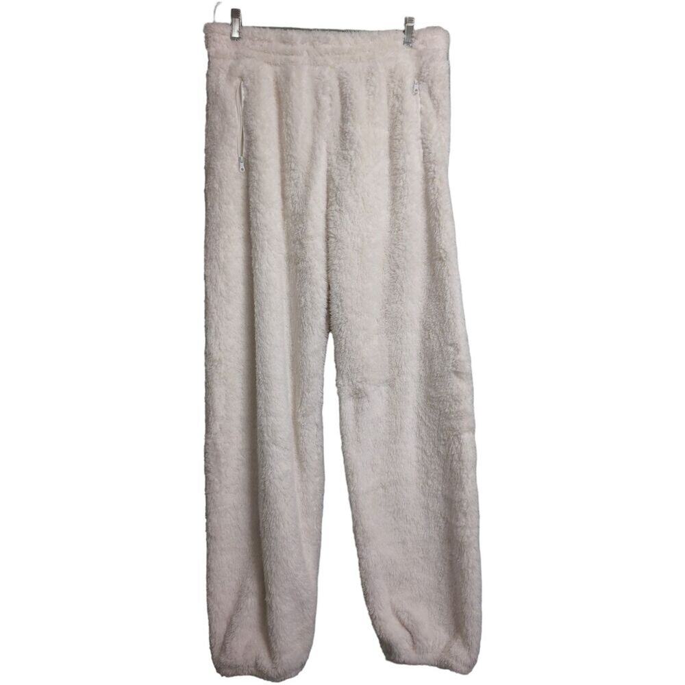 NWT OFFLINE by Aerie White Fleece Elastic Waistband Zipper Pockets Pants Size M